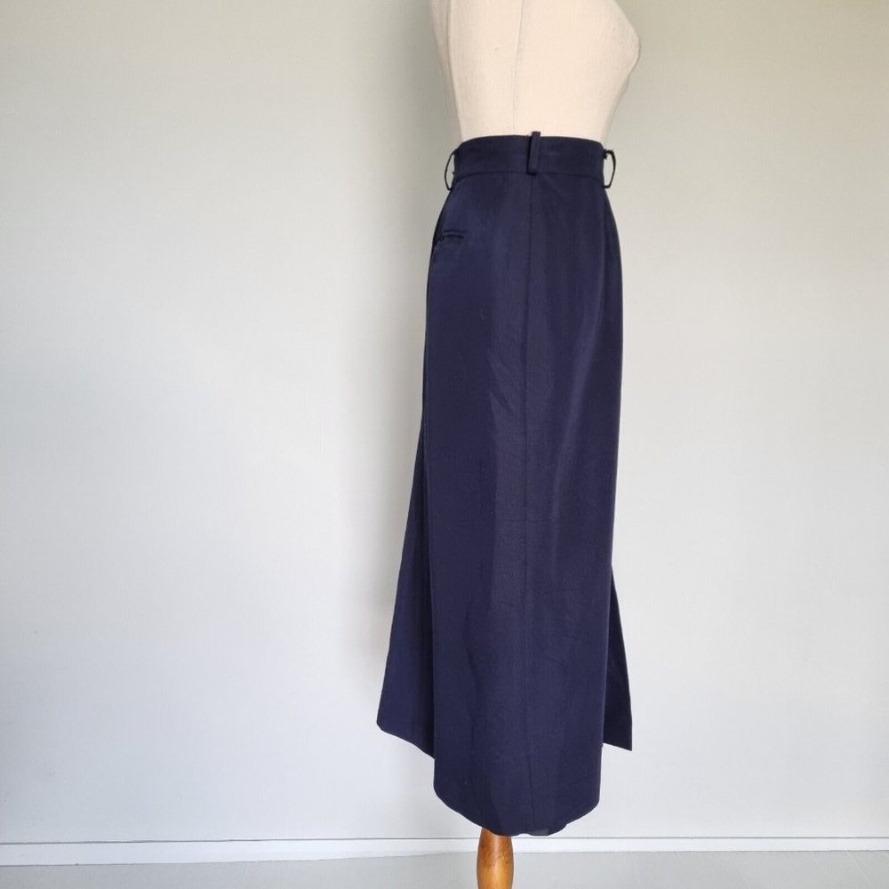 Sportscraft Navy Blue Button Up Midi Skirt Vintage 90s Size 16 - Picture 4 of 10